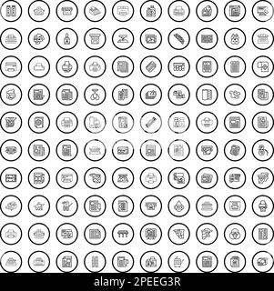 100 print icons set. Outline illustration of 100 print icons vector set isolated on white background Stock Vector