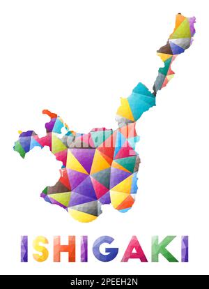Ishigaki - colorful low poly island shape. Multicolor geometric triangles. Modern trendy design. Vector illustration. Stock Vector