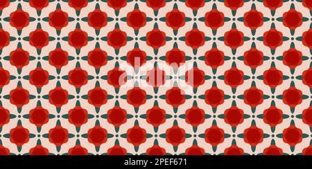 Retro roses seamless pattern. Stylized flowers repeating background. Vintage wallpaper in 60s, 70s or 80s style. Vector Stock Vector