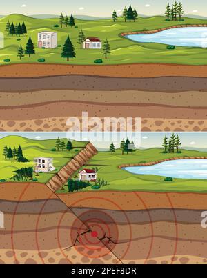 Earthquake Due to Interaction of Tectonic Plates illustration Stock ...