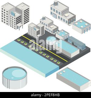 Factory building in isometric style illustration Stock Vector Image ...