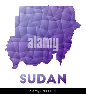 Polygonal map of Sudan. Geometric illustration of the country in ...