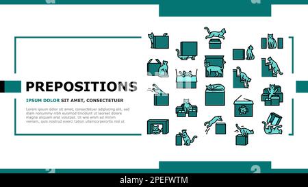 preposition english language landing header vector Stock Vector