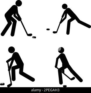 hokey icon,Ice hokey players silhouettes, sport team vector icons playing on ice rink arena. Ice hockey team players goalkeeper, forward, winger, refe Stock Vector