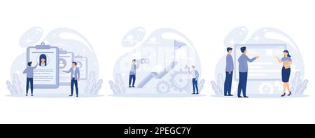 Career opportunity concept, Candidate list, career advice, executive job, human resources, find employee, job applicant, leadership coach, set flat ve Stock Vector