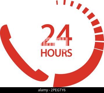 24-hour telephone service logo with telephone receiver image Stock Vector