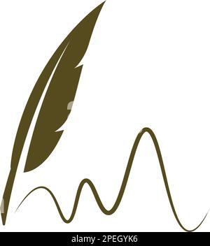 quill pen icon.classic stationery illustration Stock Vector