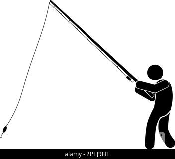 Fly fishing linear icon. Thin line illustration. Fisherman. Man