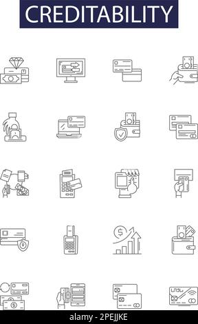 Creditability line icons, signs, vector set, outline illustration ...