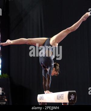 Romanian Gymnast performs on Balance Beam at the 2009 World Gymnastics ...