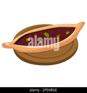 Turkish pizza pide . Vector illustration on a white background Stock Vector