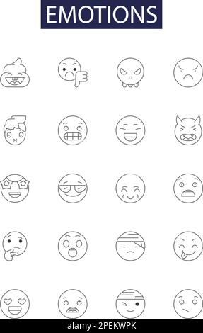 Fear line vector icons and signs. Phobia, Apprehension, Dread, Terror ...