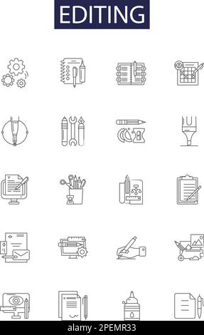 Editing line vector icons and signs. line, vector, set, outline, symbol, business, stroke,thin outline vector illustration set Stock Vector