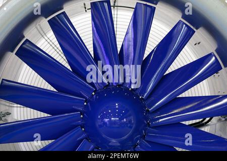 Large industrial ventilation extractor fan closeup. Selective focus. Stock Photo