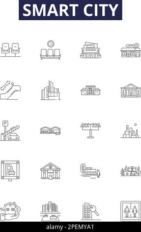 Smart city line icons signs set. Design collection of Smart, City ...