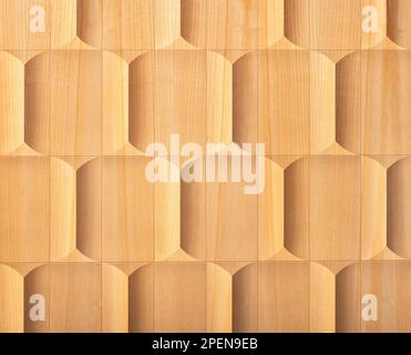 An original abstract pattern of rectangular wooden planks with a symmetrical wave pattern. Stock Photo