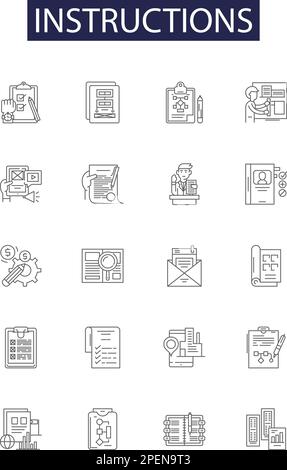 Education and instructions line icons, signs set, vector. Education and ...