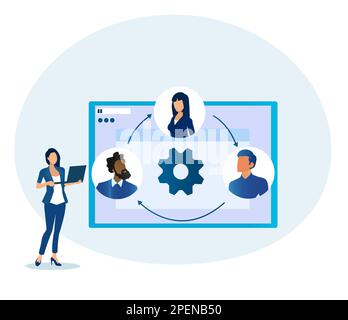 Vector of businesspeople communicating online building a team Stock Vector