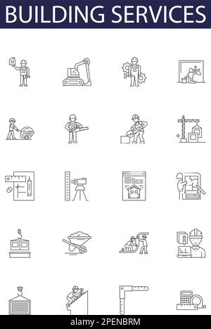 Building maintenance line icons signs set. Design collection of Repair ...