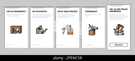 preposition english language onboarding icons set vector Stock Vector