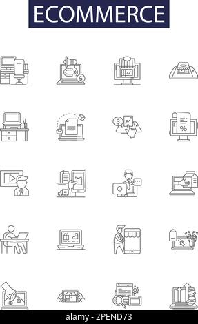 ecommerce and shopping icons, signs, outline symbols, concept linear ...