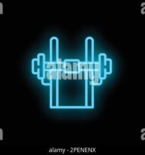 Barbell stand icon outline vector. Shop store. Fitness item neon color isolated on black Stock Vector