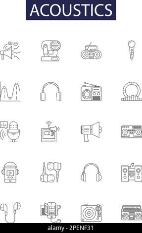 Acoustics line icons, signs set, vector. Acoustics outline concept ...
