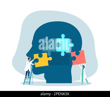 Vector of a psychologist helping patient to solve psychological problem.Mental health concept. Stock Vector