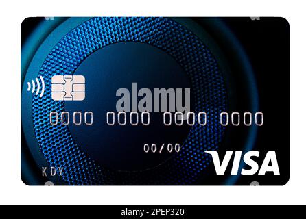 Kyiv, Ukraine -April 10, 2021: Visa card closeup for design purpose Stock Photo