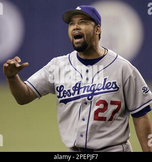 Houston Astros pitcher Jose Lima reacts after getting Montreal