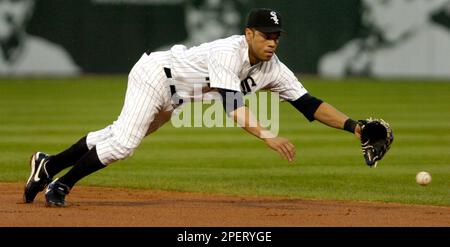 Cleveland Indians Roberto Alomar (12) in action during a game from his 2001  against at Jacobs FIeld in Cleveland, Ohio. Roberto Alomar played for 17  season with 7 different teams was a