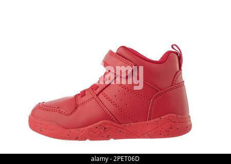 Red kids shoes. Sport sneakers isolated on white background Stock Photo