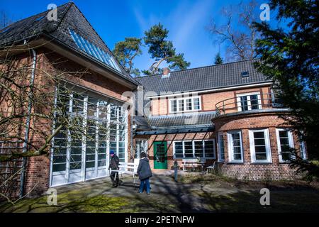 16 March 2023, Mecklenburg-Western Pomerania, Güstrow: The newly designed permanent exhibition of the Ernst Barlach Museum is displayed in the former studio house. After several months of closure and renovation work, the permanent exhibition on the life and work of Ernst Barlach will be reopened during a festive weekend. Photo: Jens Büttner/dpa Stock Photo