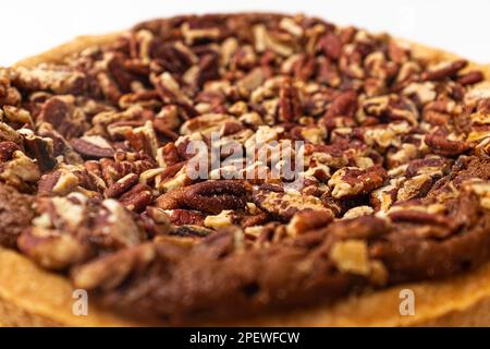 Pecan pie on a white background Stock Photo