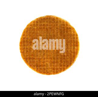 Dutch Waffles, Broken Stroopwafel Cookies, Caramel Waffle, Thin Toffee Biscuit, Dutch Waffles on White Background Stock Photo