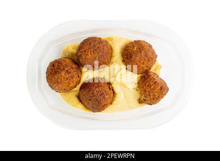 Falafel Balls Isolated, Fried Chickpea Balls, Traditional Falafels, Spiced Arabic Halal Food, Falafel on White Background Stock Photo