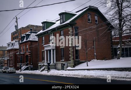 Three brick buildings along Barrington Street, Hart House ,Sarah Moren House Stock Photo