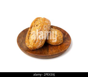 Grain Bread Isolated, Whole Buns with Seeds, Rustic Organic Cereal Bread Grain Bun on White Background Stock Photo