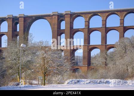 The Göltzsch Viaduct, the largest brick bridge in the world, in the Vogtland region near Reichenbach, Saxony, Germany, Europe. Stock Photo