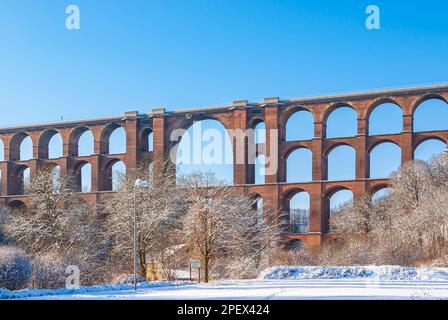 The Göltzsch Viaduct, the largest brick bridge in the world, in the Vogtland region near Reichenbach, Saxony, Germany, Europe. Stock Photo