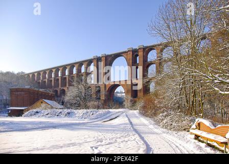 The Göltzsch Viaduct, the largest brick bridge in the world, in the Vogtland region near Reichenbach, Saxony, Germany, Europe. Stock Photo