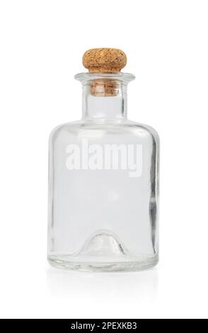 Old Glass Bottle Isolated, Vintage Bottles Collection on White Background, Clipping Path Stock Photo