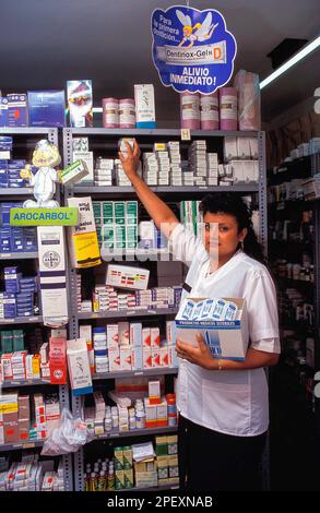 Bolivia Santa Cruz. Employees in a pharmacy Stock Photo Alamy