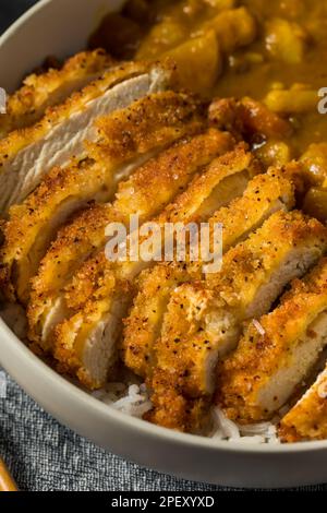 Japanese Chicken Katsu Curry Stew with Rice Stock Photo