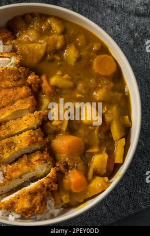 Japanese Chicken Katsu Curry Stew with Rice Stock Photo