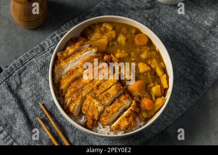 Japanese Chicken Katsu Curry Stew with Rice Stock Photo