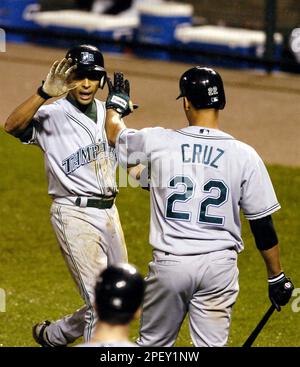 June 23, 2021, Florida, USA: Tampa Bay Rays shortstop Wander Franco  celebrates after his first ever