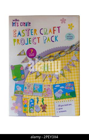 let's create Easter Craft Project Pack from Wilko isolated on white background Stock Photo