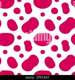 Viva magenta seamless polka dots pattern. Abstract pink spots on white background. Stock Vector