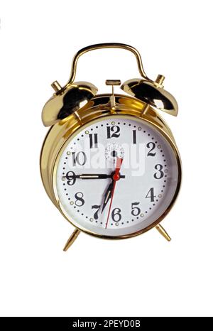 Classic Big Ben alarm clock on white background Stock Photo